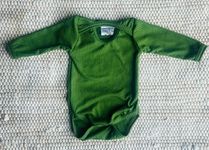 NB Long Sleeve Onesie Green-Solid