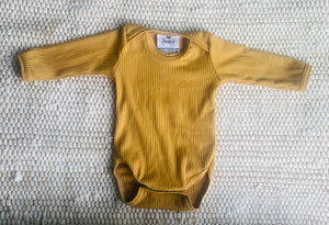 NB Long Sleeve Onesie Mustard-Solid