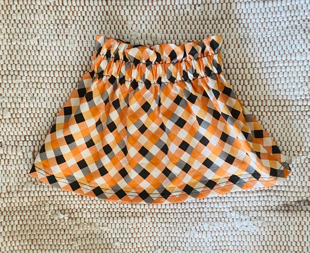 2T Paper Bag Skirt Orange Fall Plaid