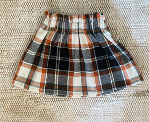 3T Paper Bag Skirt Orange/Grey Flannel