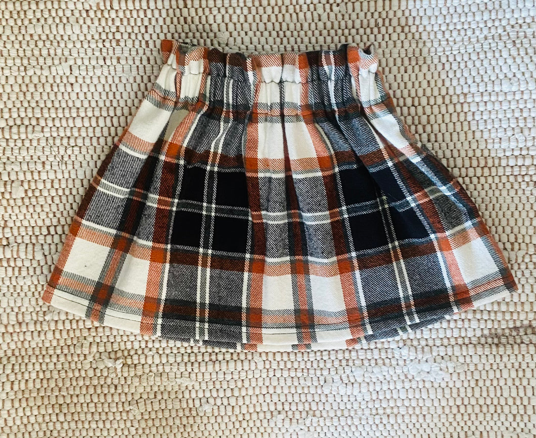 3T Paper Bag Skirt Orange/Grey Flannel