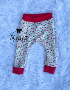 6/9m Christmas Lights Joggers- Red