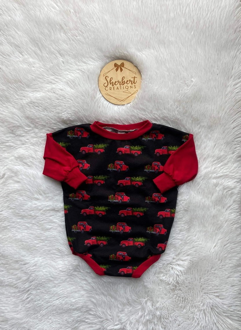 3/6m Christmas Trucks Sweater Romper