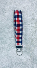 Load image into Gallery viewer, RWB Plaid Key Fob Wristlet
