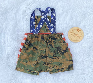 Military Patriotic Overalls (Shorts)