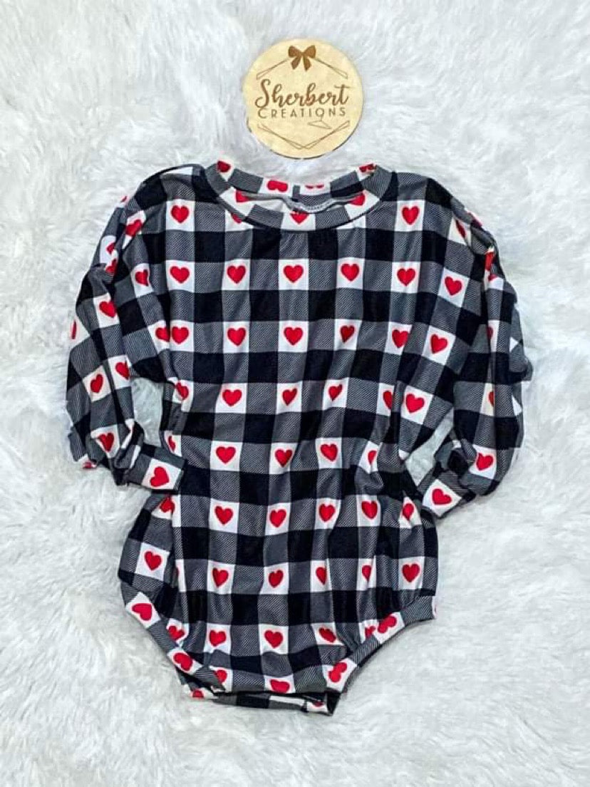 3/6m Plaid Heart Sweater Romper (NO CINCH)