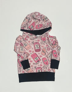 18/24m Valentines Retro Phones Hoodie