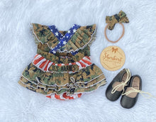 Load image into Gallery viewer, Military Patriotic Bellevue Romper
