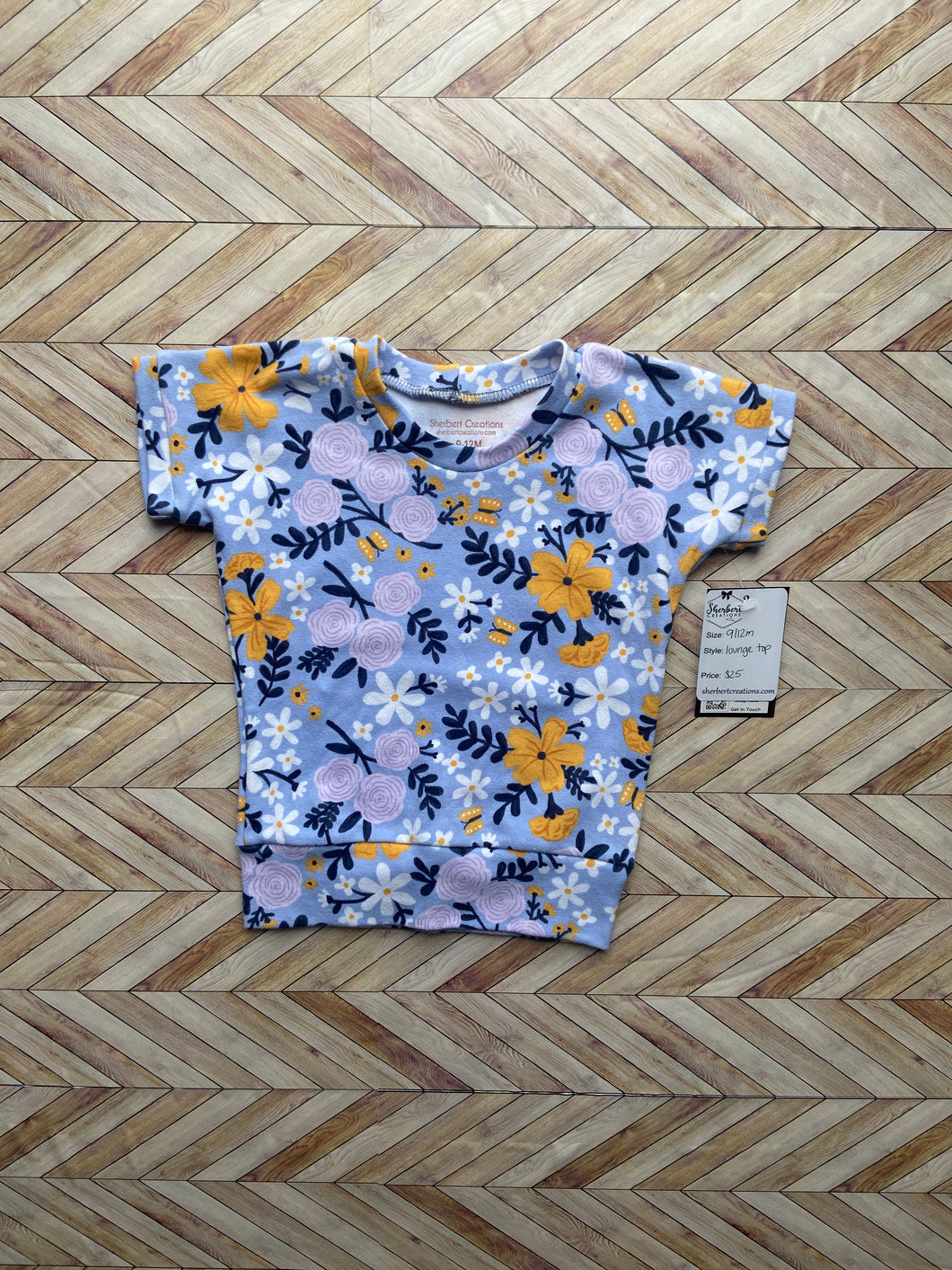 9/12m Blue Floral Lounge Top