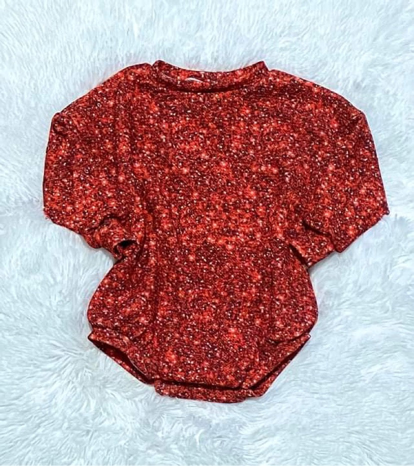 18/24m Red Faux Glitter Sweater Romper (NO CINCH)