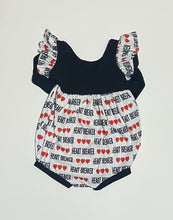 Load image into Gallery viewer, 18/24m Heart Breaker Short Bubble Romper
